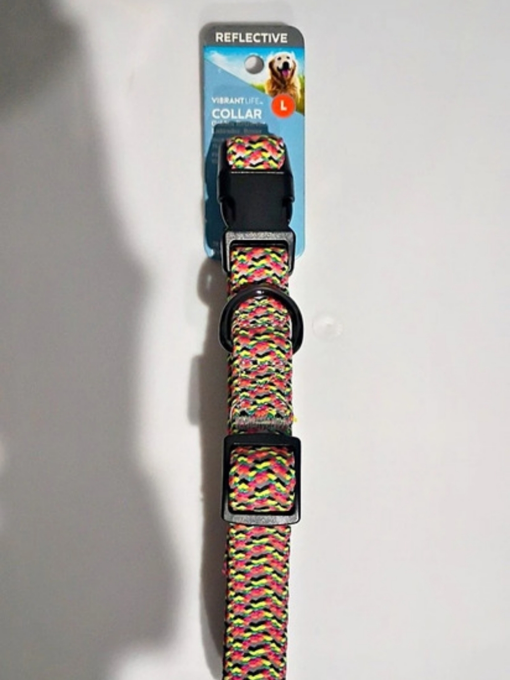 Vibrant Life Reflective Adjustable Dog Collar Multicolor Large